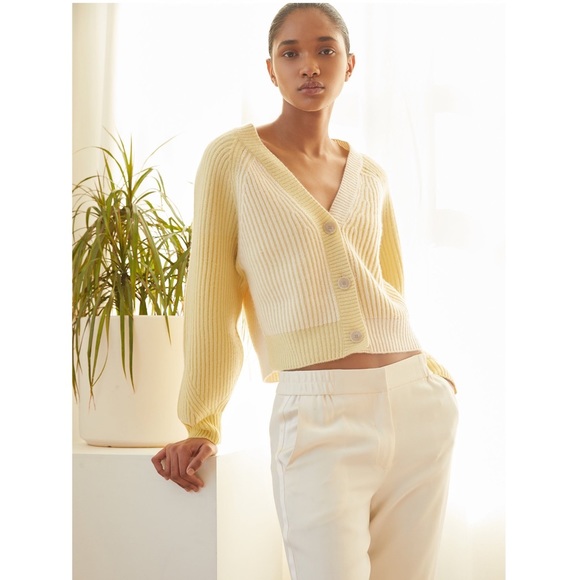 Fisherman Cardigan Sweater Yellow 